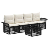 vidaXL Garden Sofa Set 5 Piece Black Poly Rattan