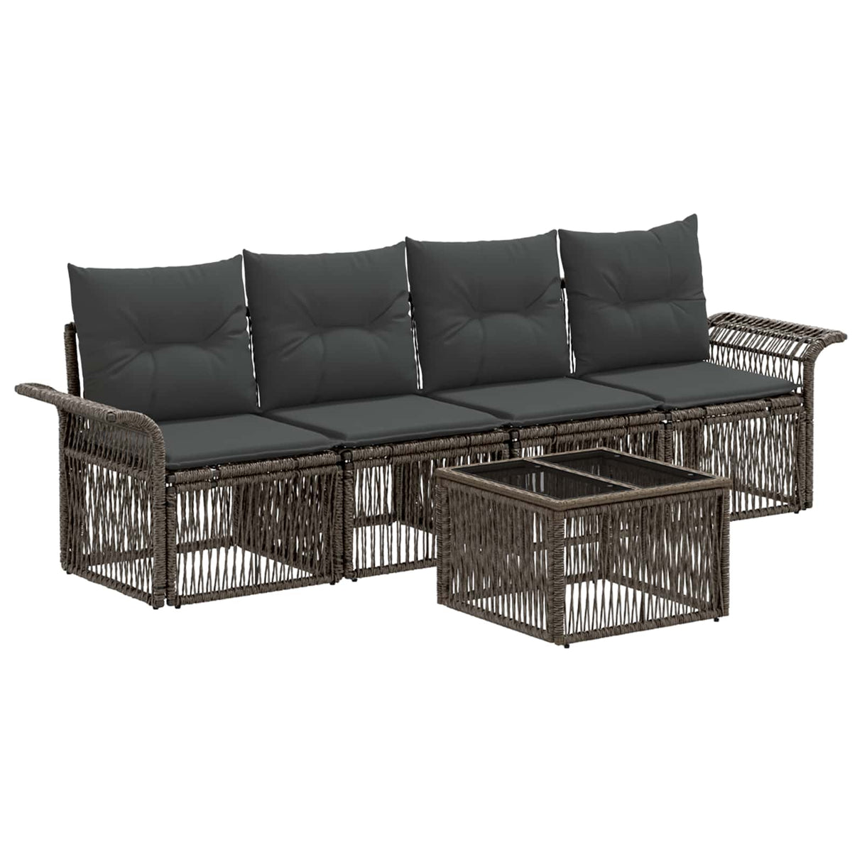 vidaXL Garden Sofa Set 5 Piece Black Poly Rattan