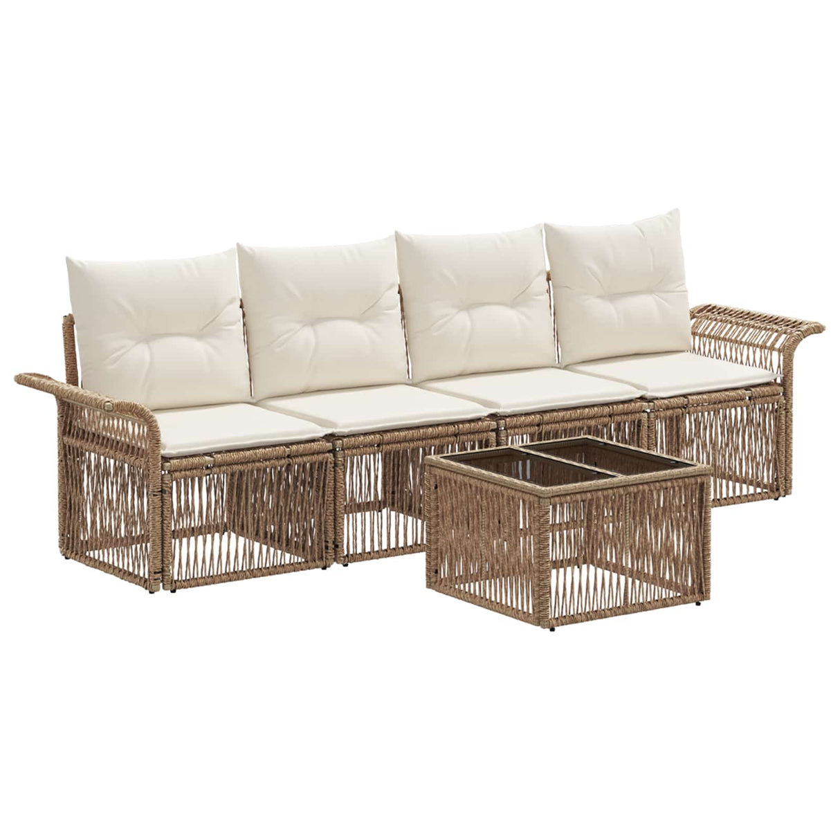 vidaXL Garden Sofa Set 5 Piece Black Poly Rattan