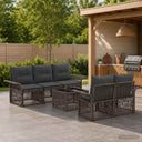 vidaXL Garden Bench Set 6 Pcs Black Poly Rattan
