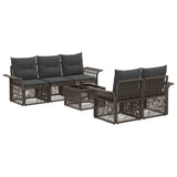 vidaXL Garden Bench Set 6 Pcs Black Poly Rattan