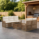 vidaXL Garden Bench Set 6 Pcs Black Poly Rattan