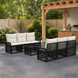 vidaXL Tuinbank Set 7 st Zwart poly rattan
