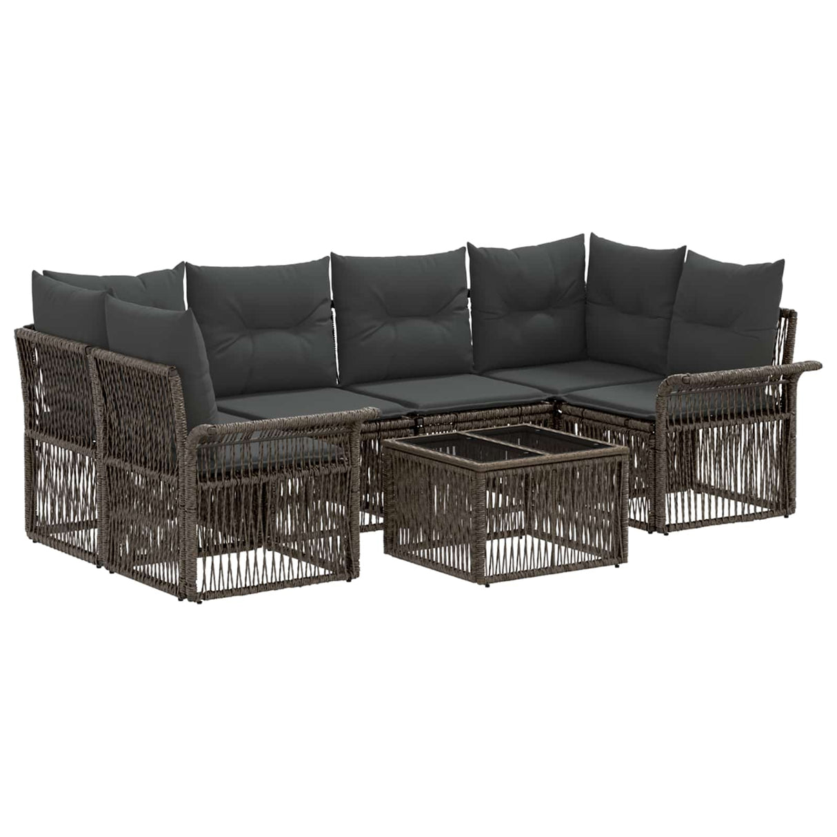 vidaXL Tuinbank Set 7 st Zwart poly rattan