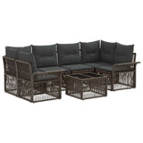 vidaXL Tuinbank Set 7 st Zwart poly rattan