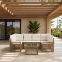 vidaXL Tuinbank Set 7 st Zwart poly rattan