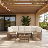 vidaXL Tuinbank Set 7 st Zwart poly rattan