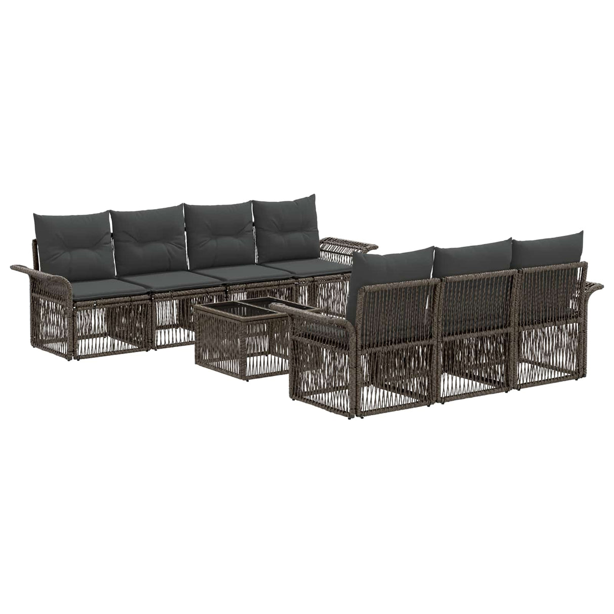 vidaXL Tuinbank Set 8 st Zwart poly rattan