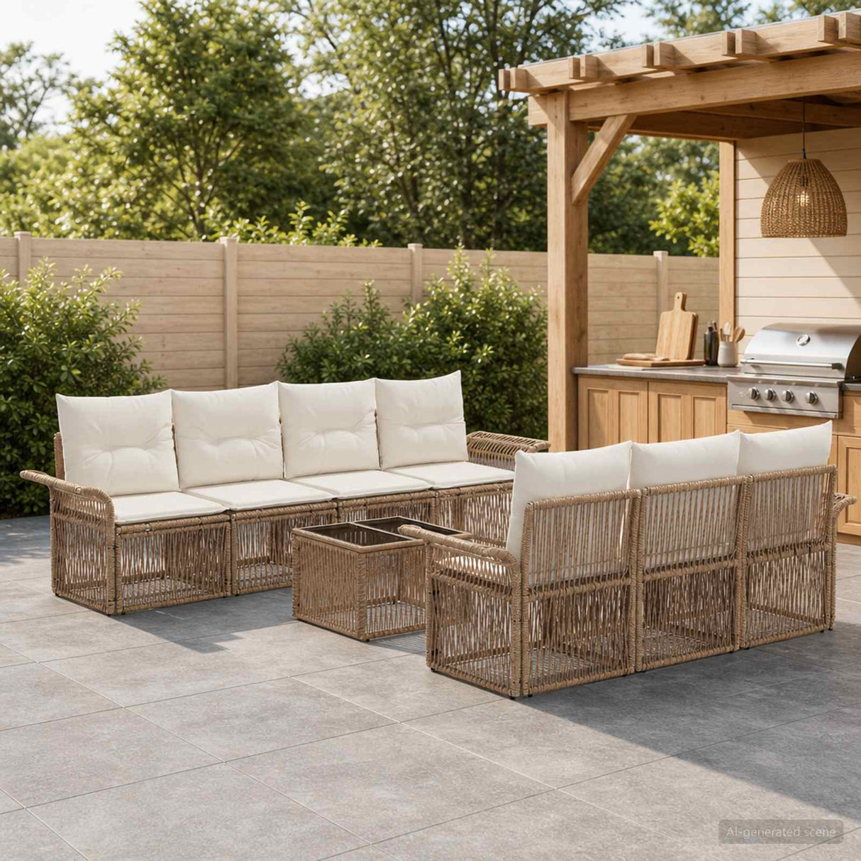 vidaXL Tuinbank Set 8 st Zwart poly rattan
