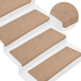 vidaXL Self-adhesive Stair Mats 15 pcs 56x17x3 cm beige
