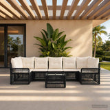 vidaXL Garden Sofa Set 8 pcs Black poly rattan