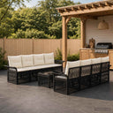 vidaXL Garden Lounge Set 9-piece Black Poly Rattan