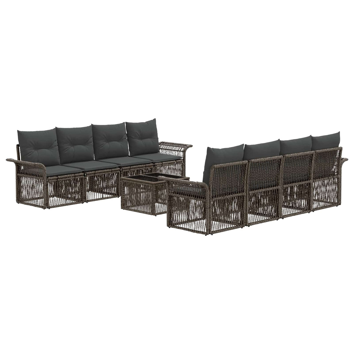 vidaXL Garden Lounge Set 9-piece Black Poly Rattan