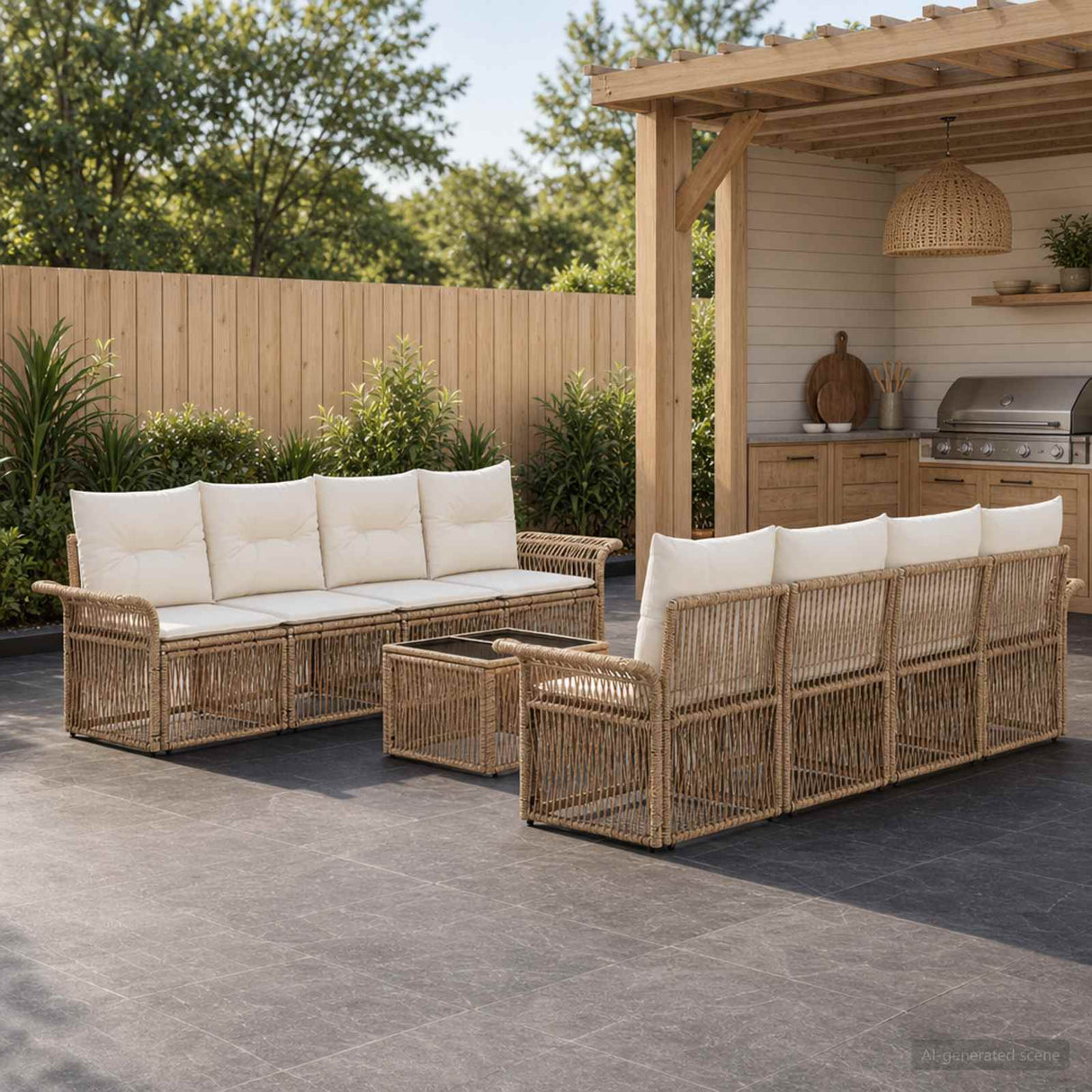 vidaXL Garden Lounge Set 9-piece Black Poly Rattan