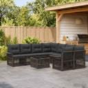 vidaXL Tuinbank Set 9 st Zwart poly rattan