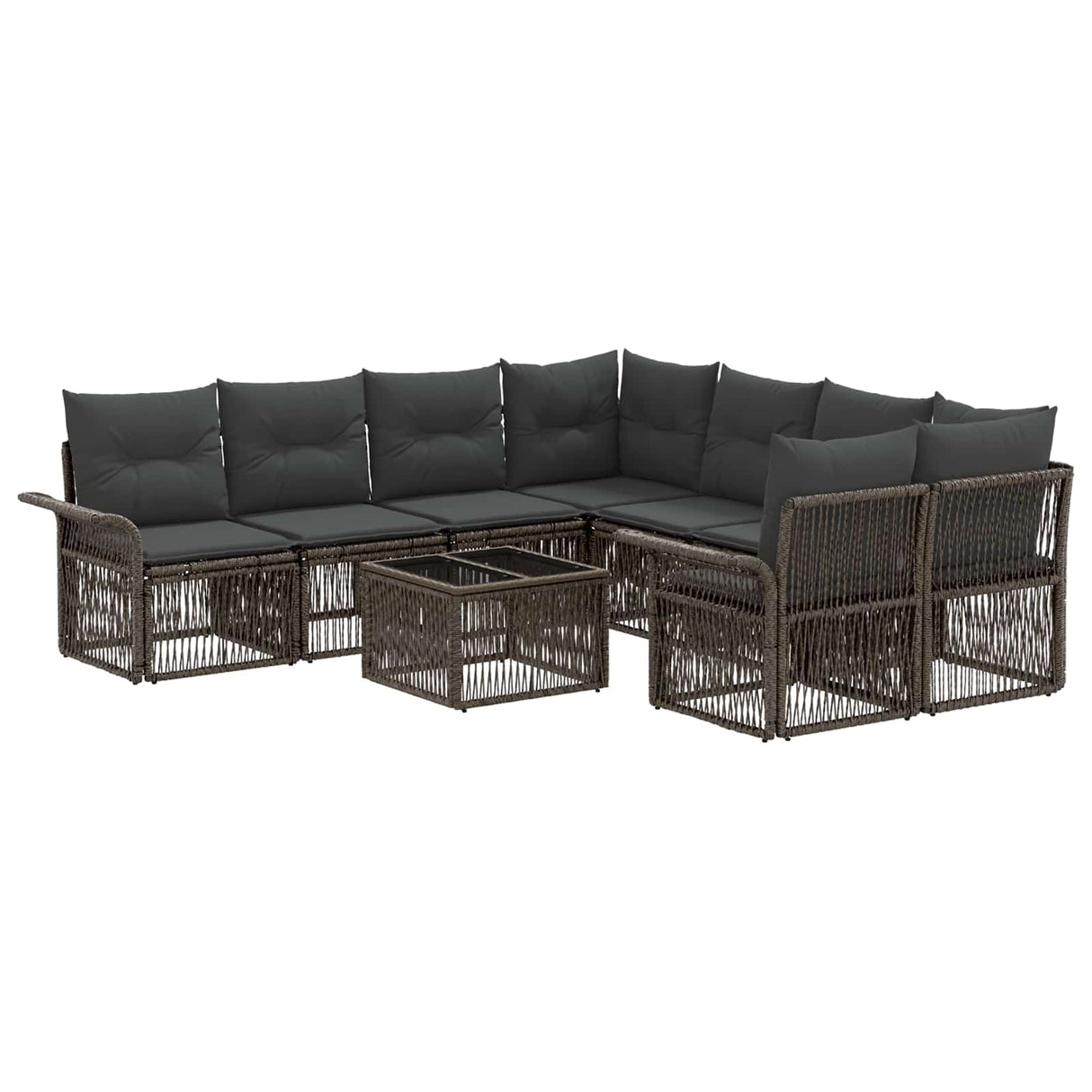 vidaXL Tuinbank Set 9 st Zwart poly rattan