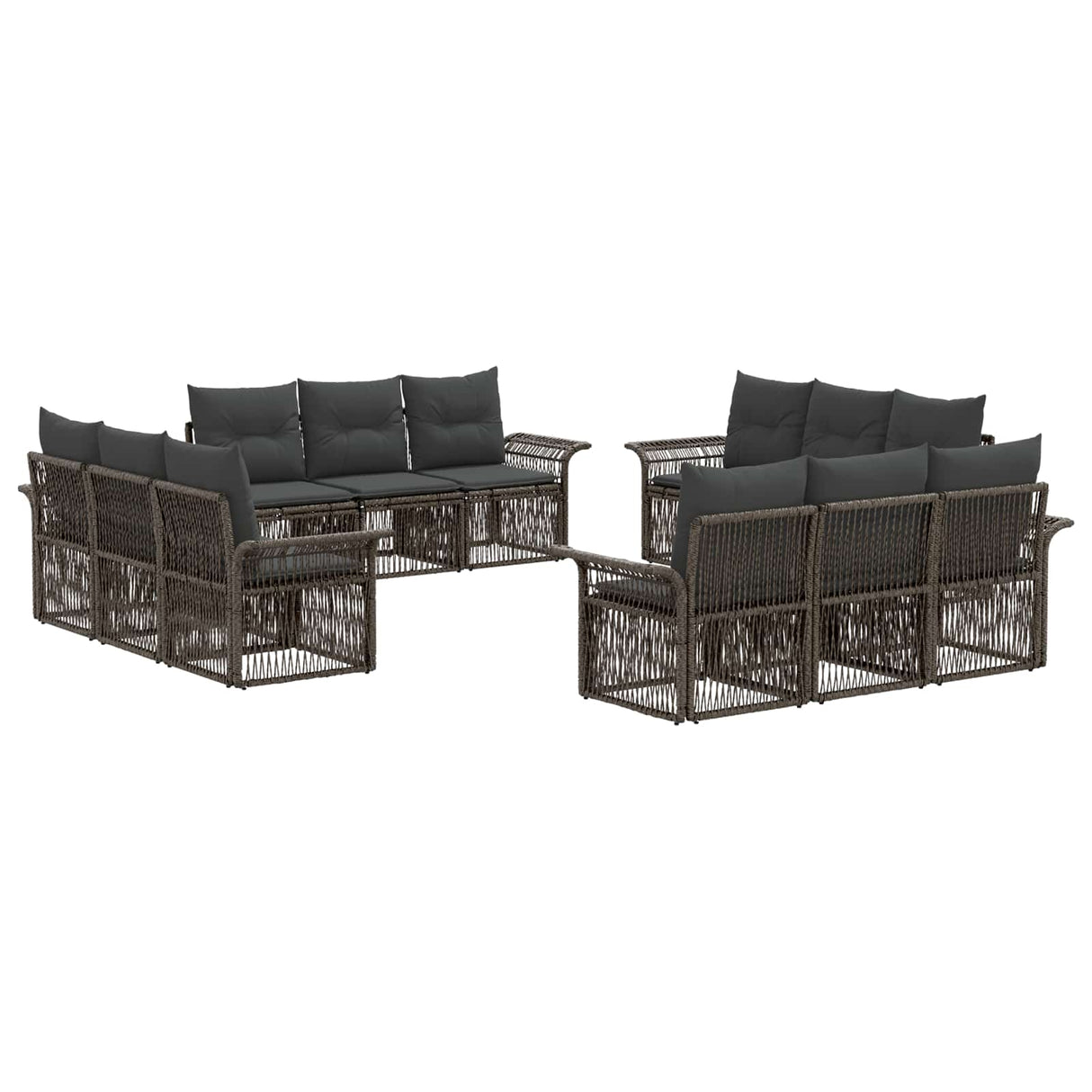 vidaXL Garden Sofa Set 13 pcs Black poly rattan