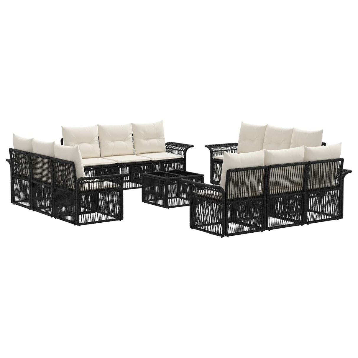 vidaXL Garden Sofa Set 13 pcs Black poly rattan