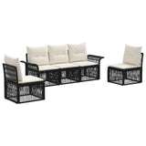 vidaXL Tuinbank Set 6 pcs Zwart poly rattan
