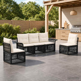 vidaXL Tuinbank Set 6 pcs Zwart poly rattan