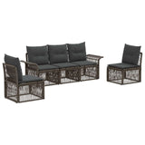 vidaXL Tuinbank Set 6 pcs Zwart poly rattan