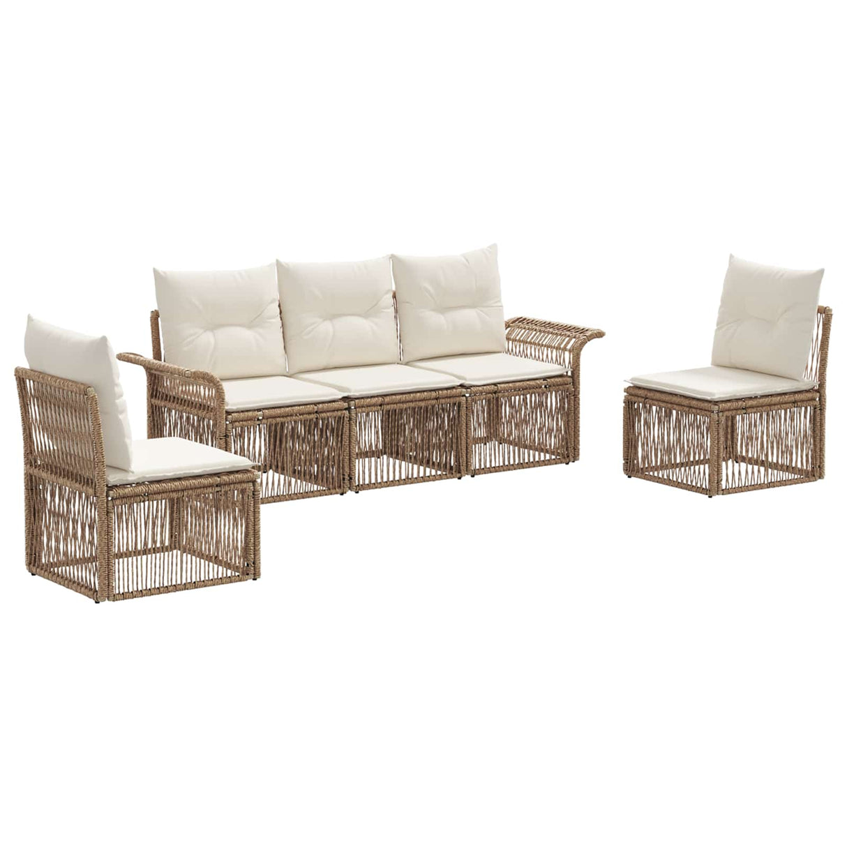 vidaXL Tuinbank Set 6 pcs Zwart poly rattan
