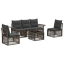 vidaXL Tuinbank Set 6 pcs Zwart poly rattan