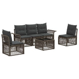vidaXL Tuinbank Set 6 pcs Zwart poly rattan