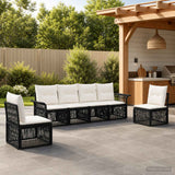 vidaXL Garden Sofa Set 7 pcs Black poly rattan