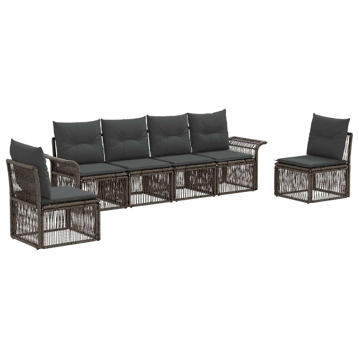 vidaXL Garden Sofa Set 7 pcs Black poly rattan