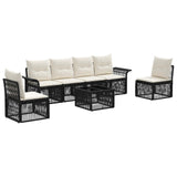 vidaXL Garden Sofa Set 7 pcs Black poly rattan