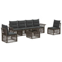 vidaXL Garden Sofa Set 7 pcs Black poly rattan