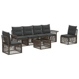 vidaXL Garden Sofa Set 7 pcs Black poly rattan