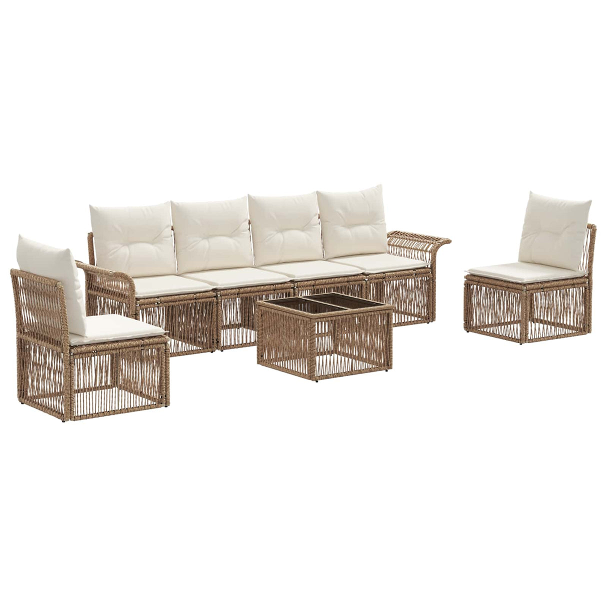 vidaXL Garden Sofa Set 7 pcs Black poly rattan