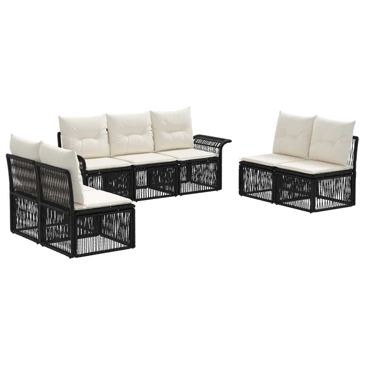 vidaXL Garden Sofa Set 8 pcs Black poly rattan