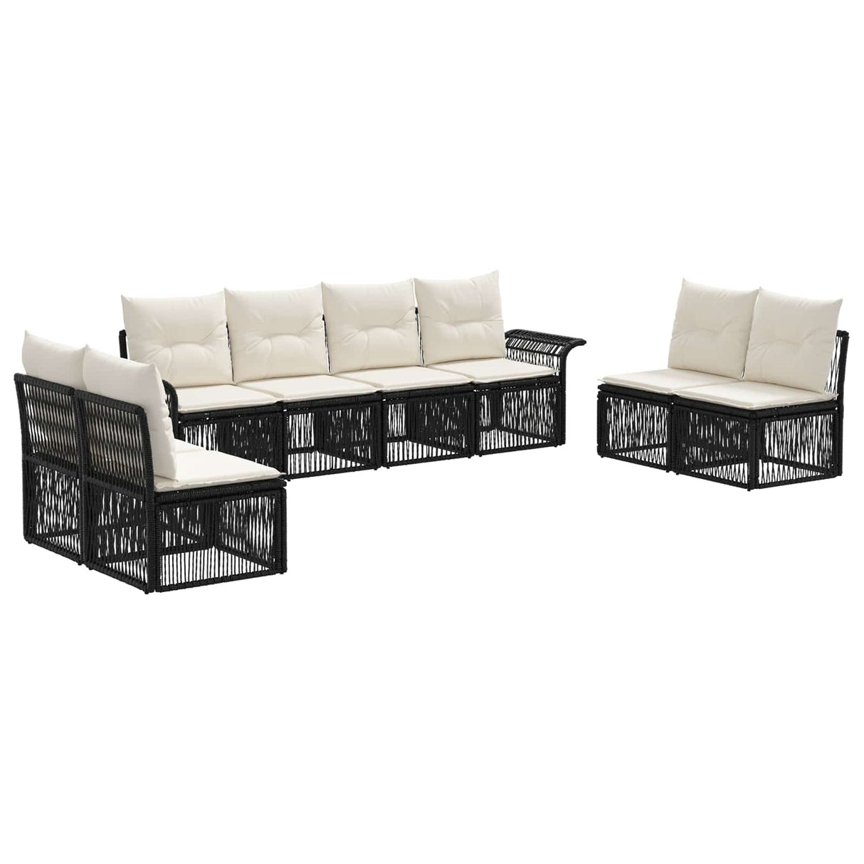 vidaXL Garden Lounge Set 9 pcs Black poly rattan