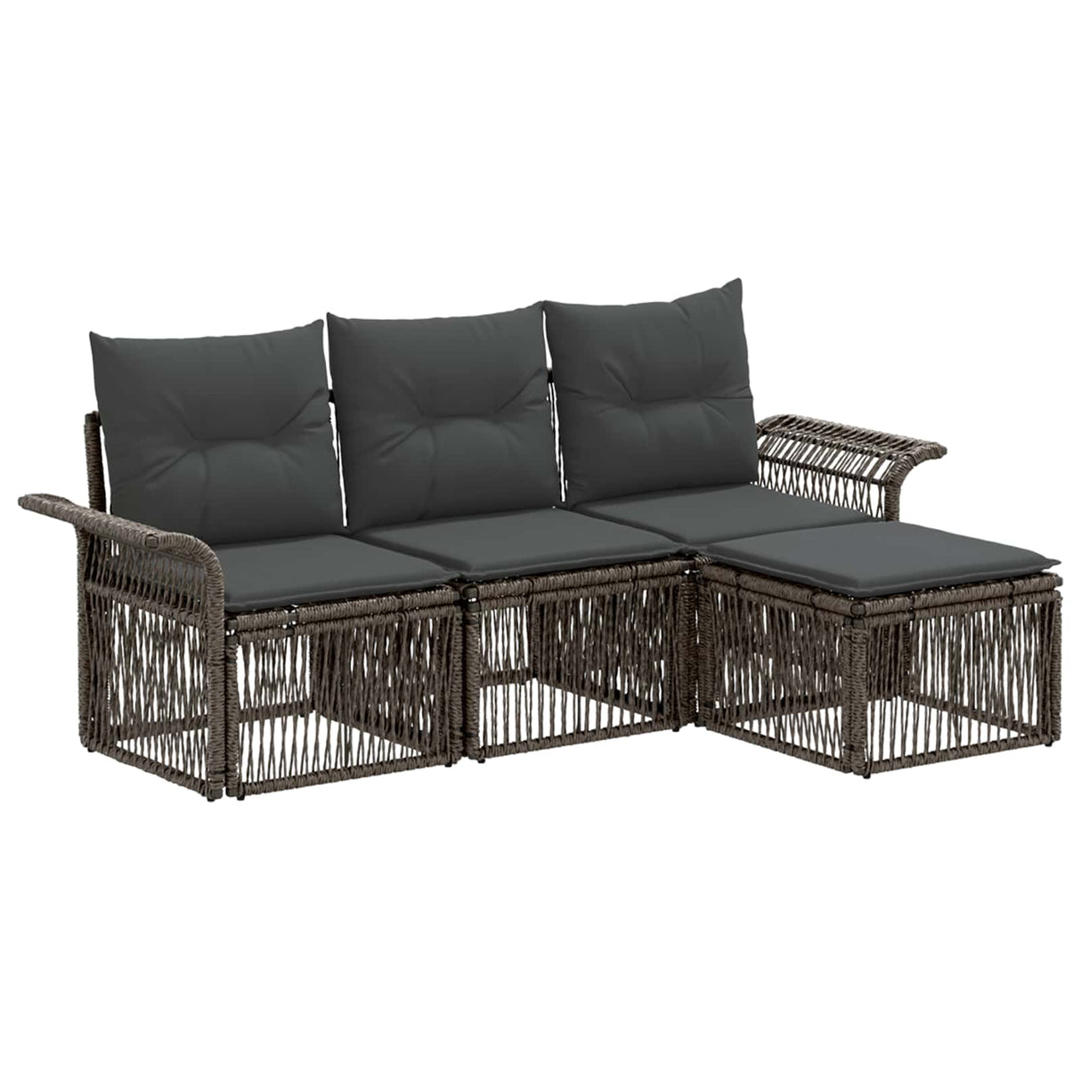 vidaXL Tuinbank Set 5 pcs Zwart poly rattan