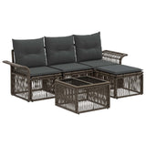 vidaXL Tuinbank Set 5 pcs Zwart poly rattan