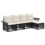 vidaXL Tuinbank Set 6 pcs Zwart poly rattan