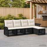 vidaXL Tuinbank Set 6 pcs Zwart poly rattan