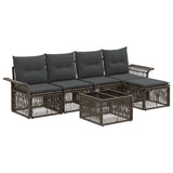 vidaXL Tuinbank Set 6 pcs Zwart poly rattan