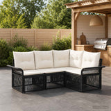 vidaXL Garden Lounge Set 5 pcs Black poly rattan