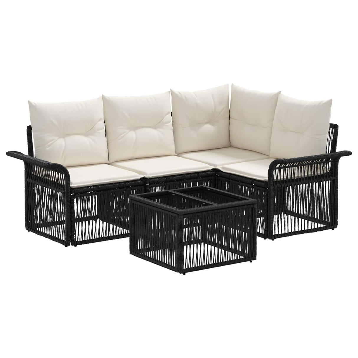 vidaXL Garden Lounge Set 5 pcs Black poly rattan