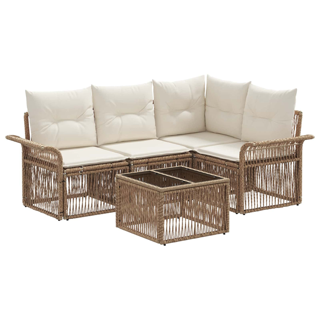 vidaXL Garden Lounge Set 5 pcs Black poly rattan