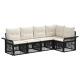 vidaXL Tuinbank Set 6 pcs Zwart poly rattan