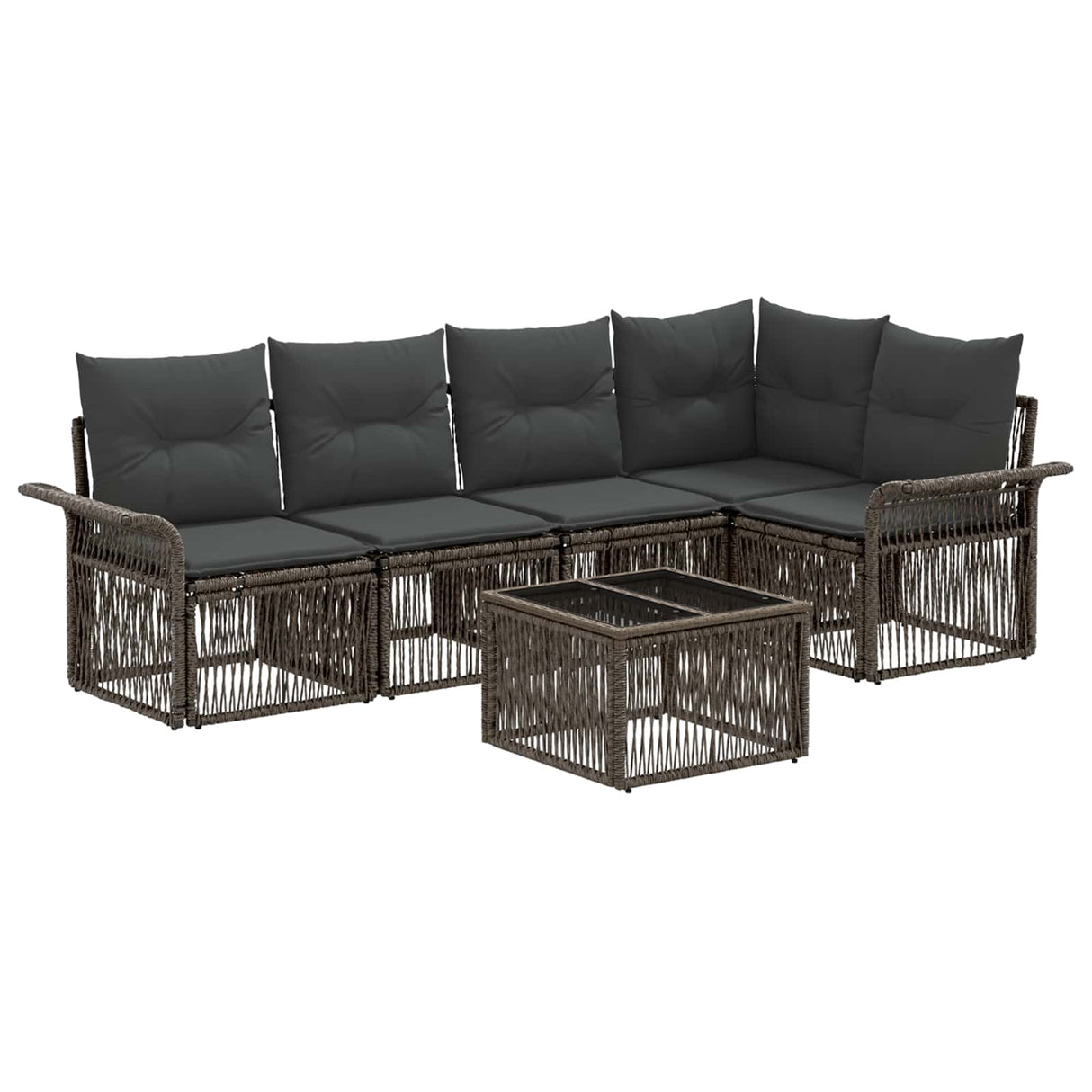 vidaXL Tuinbank Set 6 pcs Zwart poly rattan