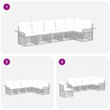 vidaXL Tuinbank Set 7 pcs Grijs poly rattan