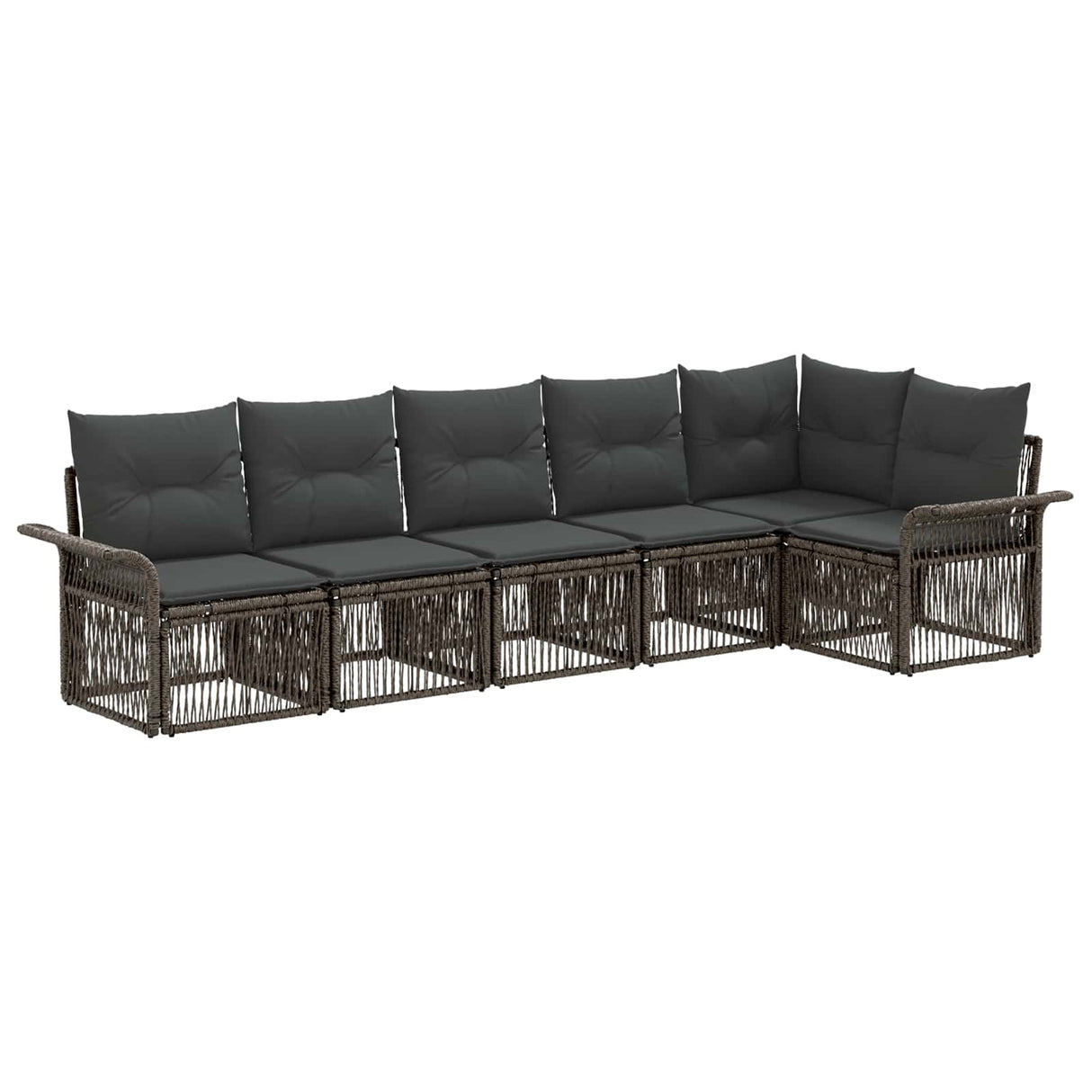 vidaXL Tuinbank Set 7 pcs Grijs poly rattan
