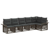 vidaXL Tuinbank Set 7 pcs Grijs poly rattan