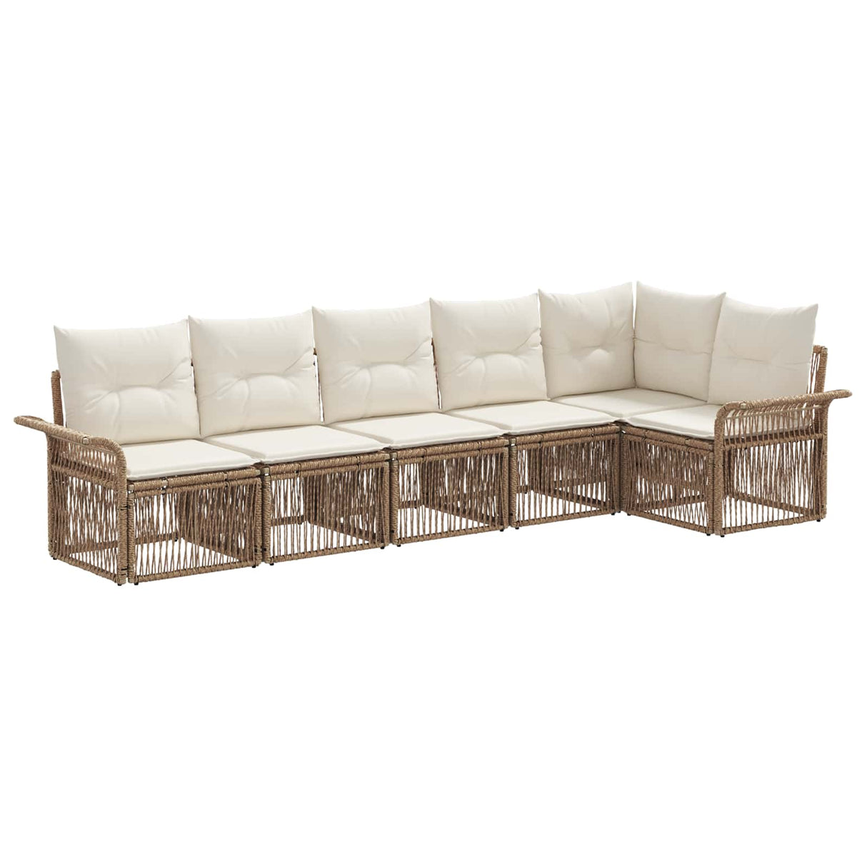 vidaXL Tuinbank Set 7 pcs Grijs poly rattan